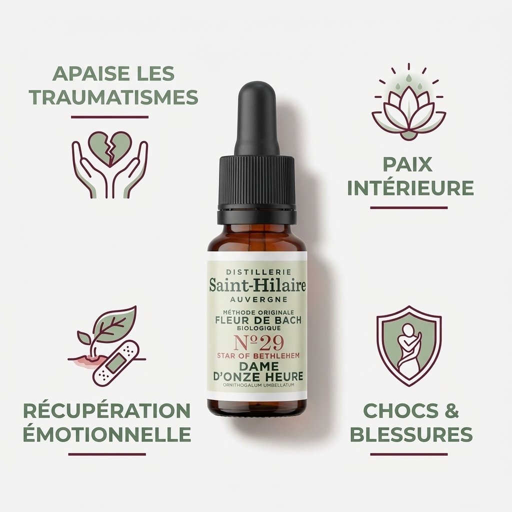 Fleur de Bach n°29 Dame d'onze heure 20ml Saint-Hilaire avec bénéfices traumatismes et paix intérieure