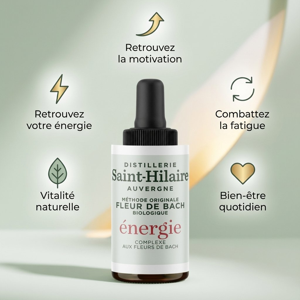 Fleur de Bach Énergie 20ml Saint-Hilaire avec 5 bénéfices : énergie, fatigue, motivation, vitalité, bien-être