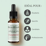 Fleur de Bach examens 20ml Distillerie Saint-Hilaire avec infographie publics: étudiants, sportifs, candidats, professionnels