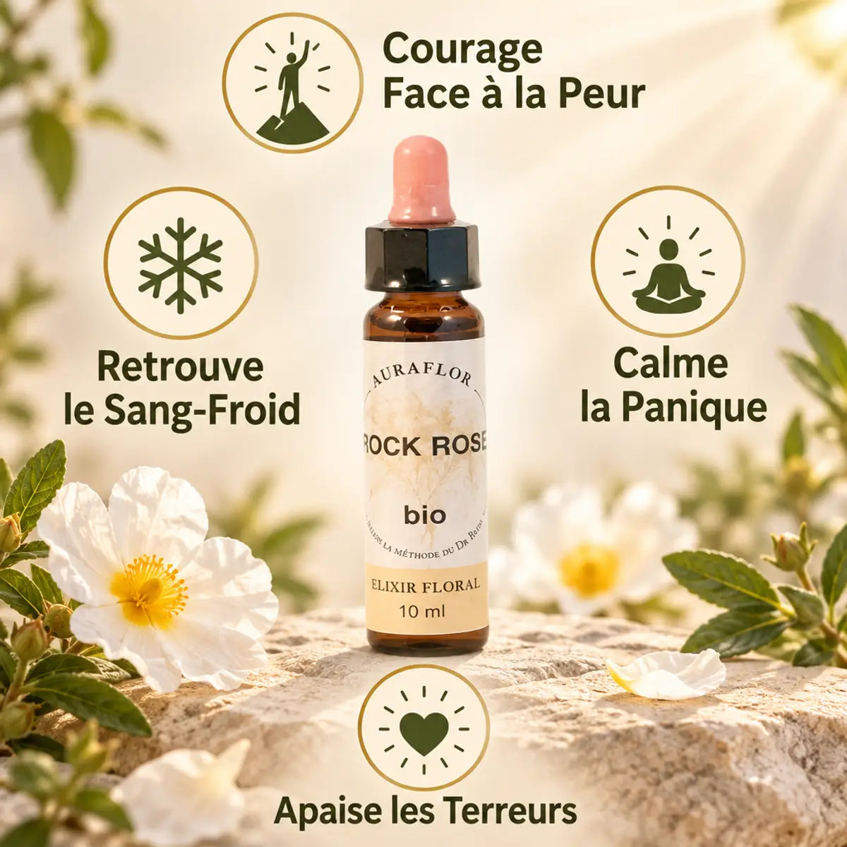 Fleur de Bach Hélianthème Bio 10ml avec bénéfices : courage, calme, apaisement et sérénité