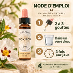 Fleur de Bach Hélianthème Bio 10ml avec mode d'emploi : 2-3 gouttes, 3 fois par jour dans l'eau