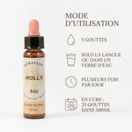 Fleur de Bach Houx bio 10ml Dioter - Flacon avec mode d'utilisation et posologie