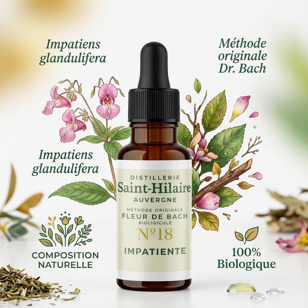 Fleur de Bach Impatiens n°18 20ml Saint-Hilaire avec fleurs et ingrédients biologiques