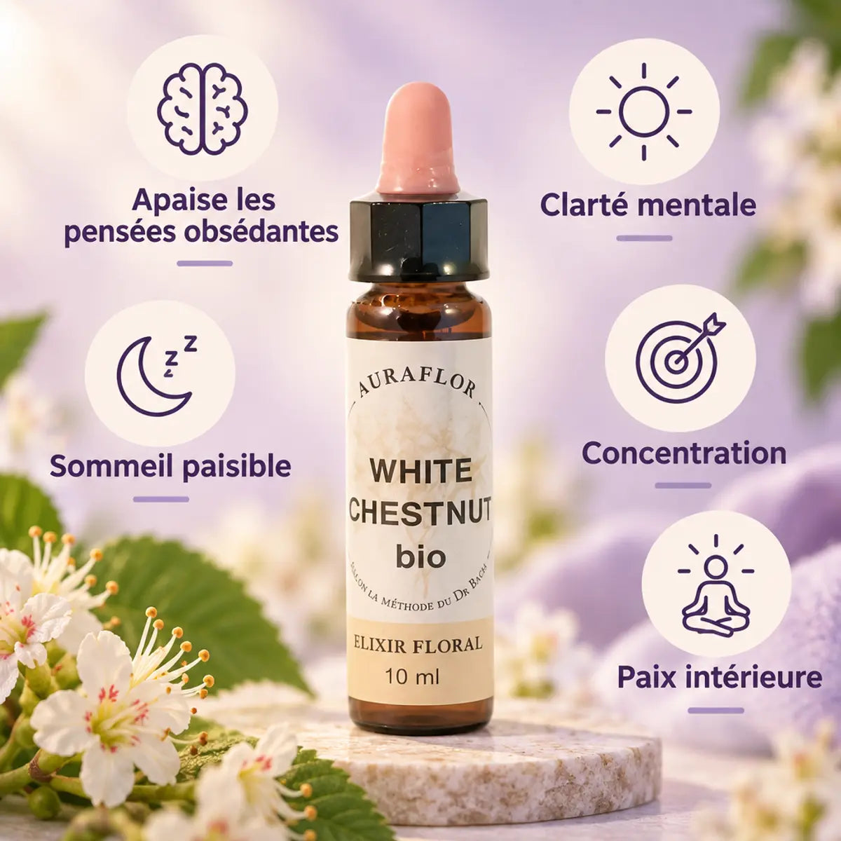 Fleur de Bach Marronnier Blanc bio 10ml - Apaise pensées obsédantes et clarté mentale