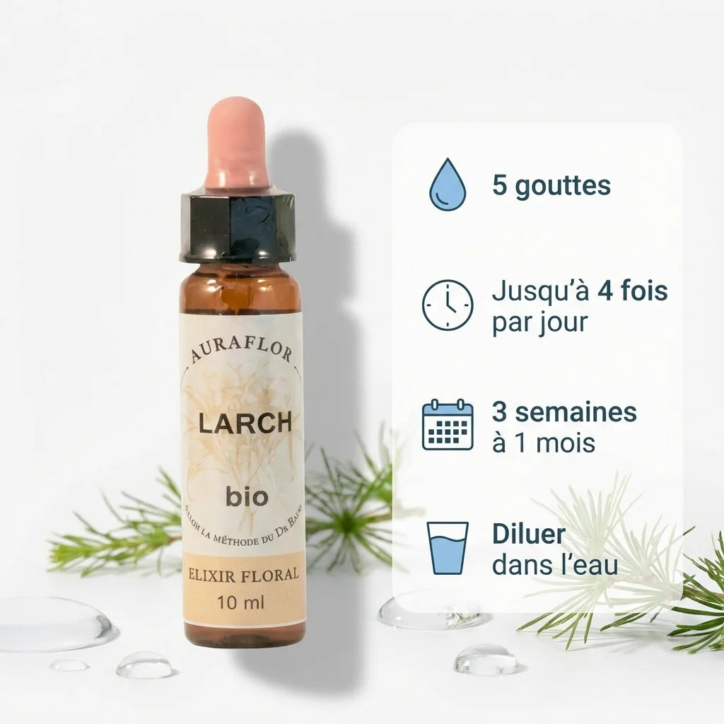 Fleur de Bach Mélèze Bio 10ml Dioter avec instructions posologie et dosage