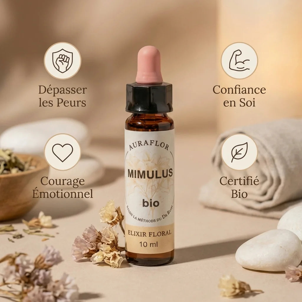 Fleur de Bach Mimule bio 10ml Dioter - Flacon verre avec bénéfices confiance et courage
