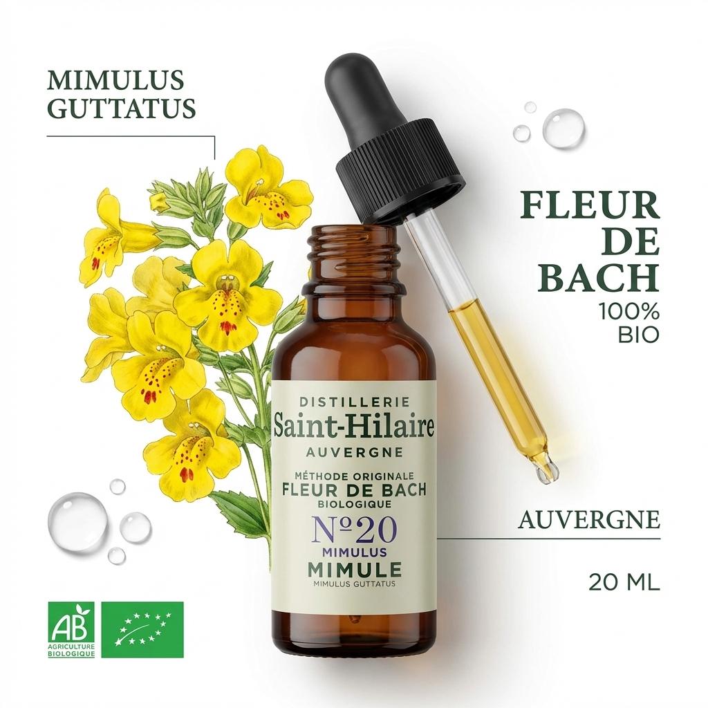 Fleur de Bach Mimule n°20 bio 20ml Saint-Hilaire avec fleurs jaunes et certification organique