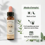 Fleur de Bach Orme bio 10ml Dioter - Flacon avec posologie et mode d'emploi