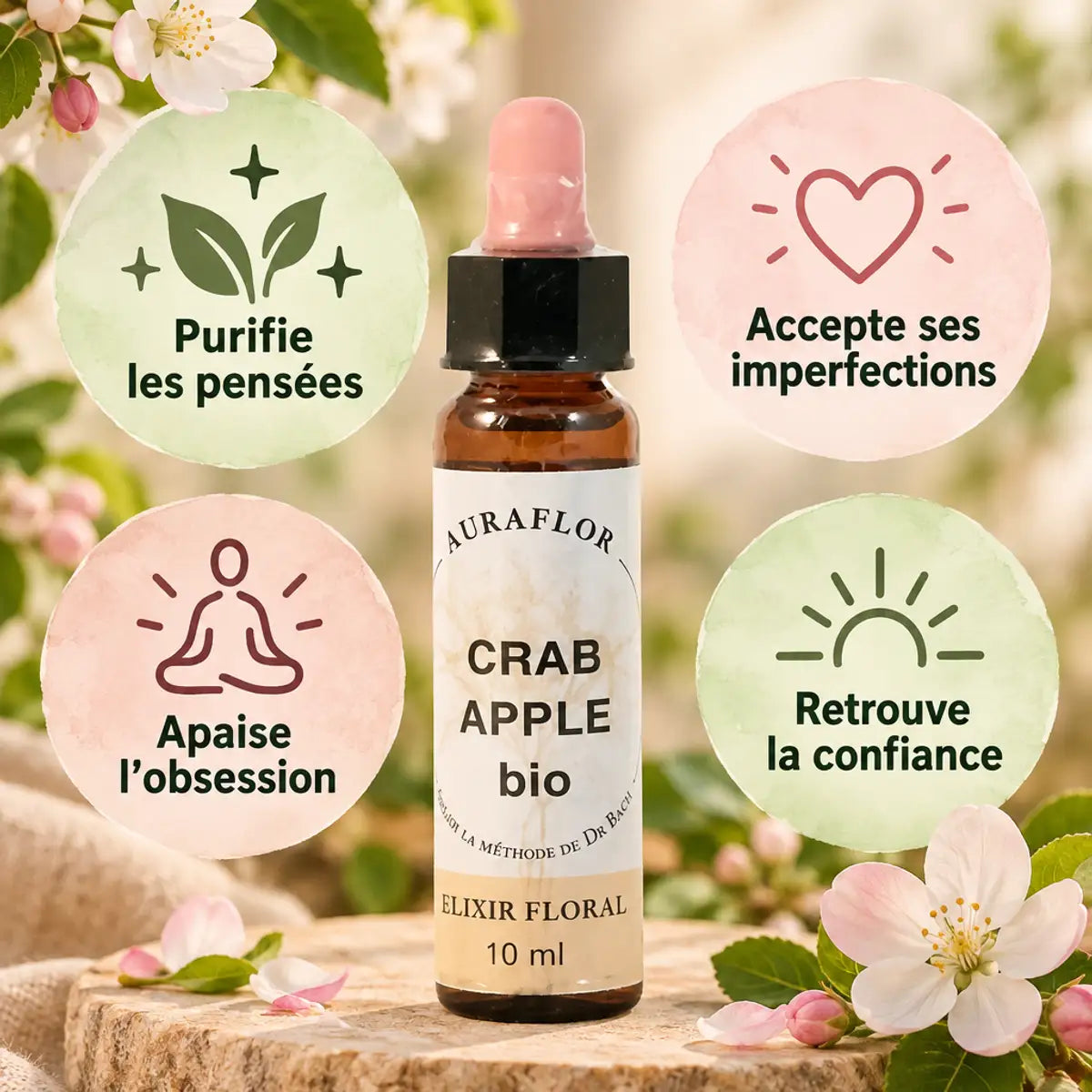 Fleur de Bach Pommier Sauvage Bio 10ml Dioter avec bénéfices: purifie, accepte, apaise, confiance