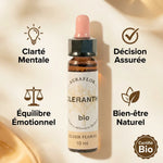 Fleur de Bach Scléranthe Bio 10ml avec icônes de clarté mentale et équilibre émotionnel