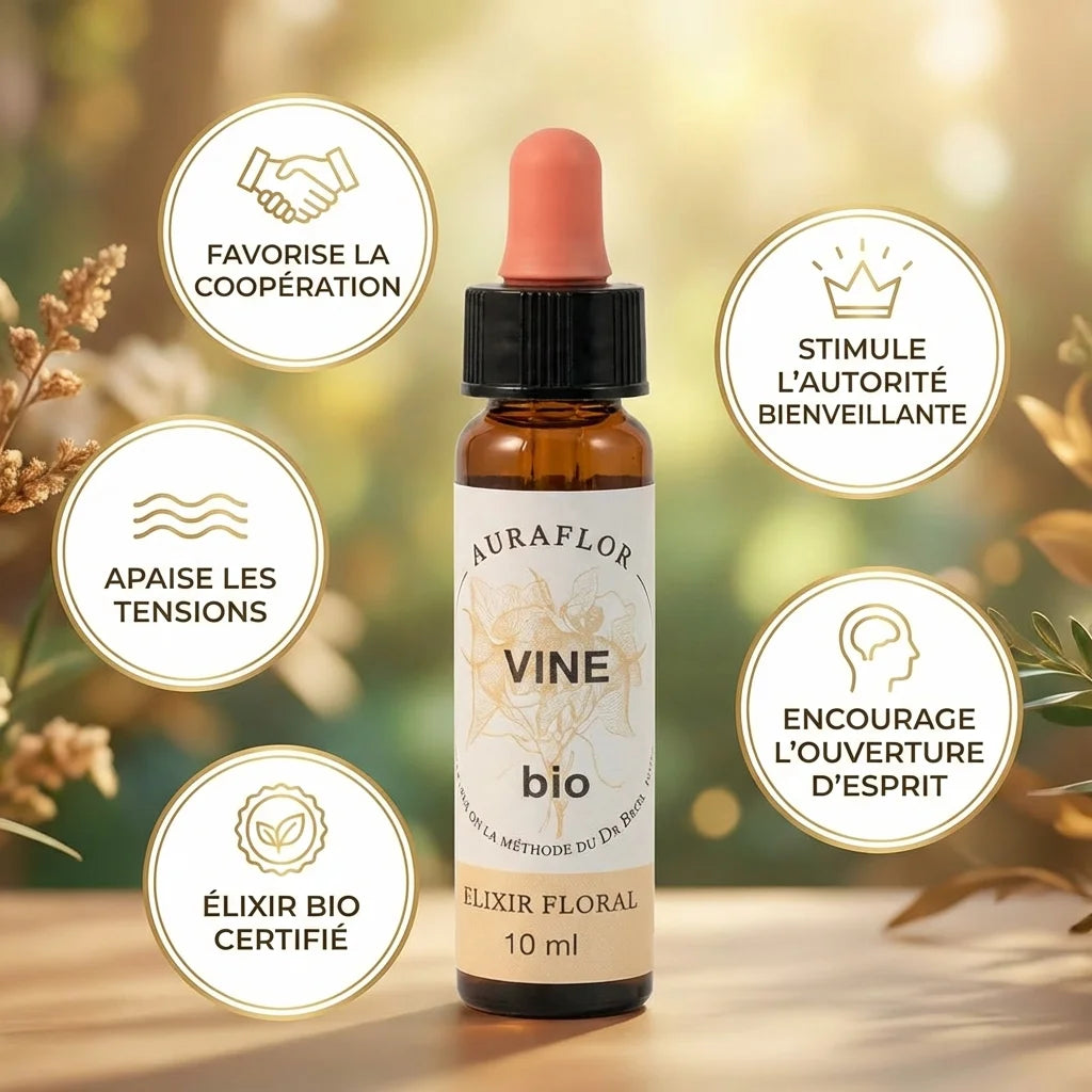 Fleur de Bach vigne bio 10ml Dioter - Flacon avec bénéfices bien-être et certification bio