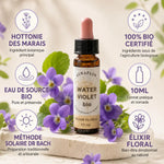 Fleur de Bach Violette d'eau Bio 10ml Dioter - Élixir floral en flacon avec fleurs violettes
