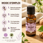 Fleur de Bach Walnut (Noyer) Bio en granules Biofloral 19,5 g, flacon ambré et mode d'emploi en 4 étapes