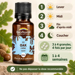 Fleurs de Bach Chêne Bio Biofloral en granules : mode d'emploi en 4 étapes, 3 à 4 granules par prise
