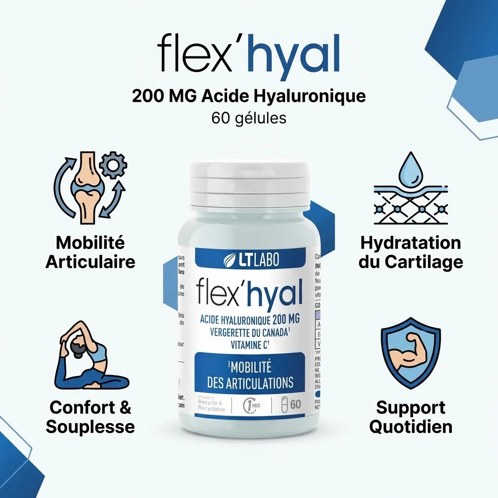 Flex'hyal 60 gélules acide hyaluronique LT Labo - mobilité articulaire et hydratation cartilage