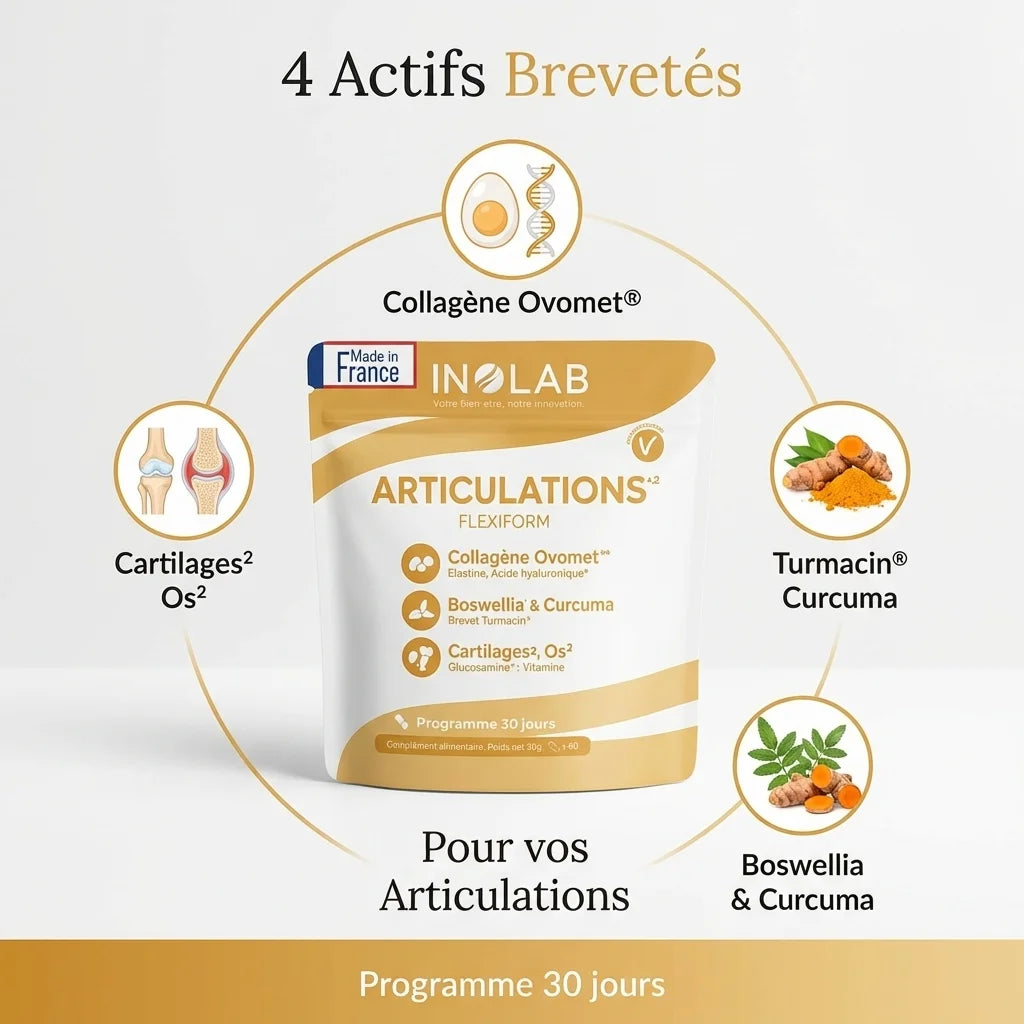 Flexiform articulations - Complexe 4 actifs brevetés Inolab pour santé articulaire avec collagène et curcuma