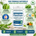 Flexilium 60 gélules végétales LT Labo avec ingrédients actifs : silicium, glucosamine, chondroïtine, calcium et curcuma