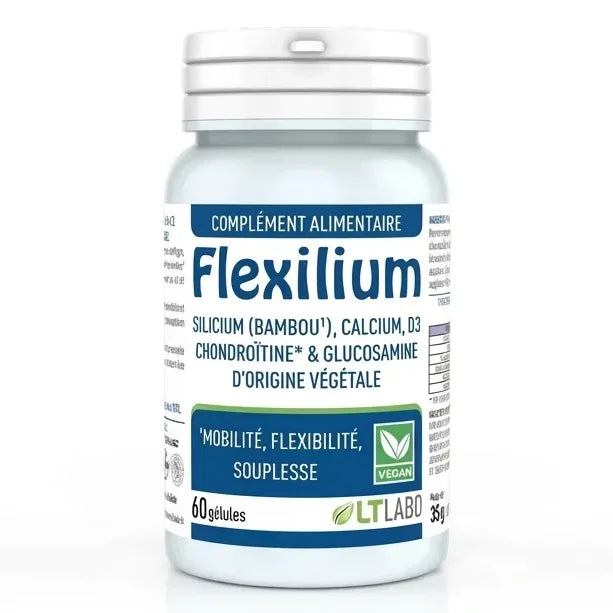 Flexilium 60 gélules végétales LT Labo - flacon blanc avec étiquette bleue