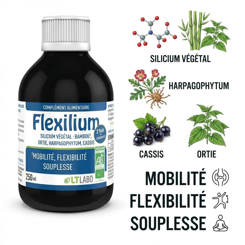 Flexilium Buvable Bio 250ml - Bouteille avec ingrédients naturels pour articulations et mobilité
