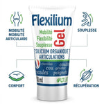 Flexilium Gel 150ml LT Labo avec icônes mobilité articulaire, souplesse, confort et récupération
