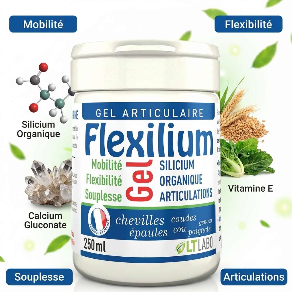 Flexilium Gel 250ml pot blanc silicium organique pour articulations mobilité flexibilité