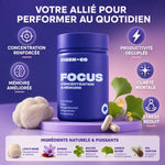 MushnGo Focus supplément nootropique - Concentration, Mémoire, Productivité avec ingrédients naturels