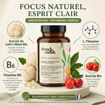 Gummies Focus Lion's Mane French Mush avec ingrédients : L-theanine, acérola, vitamine B6