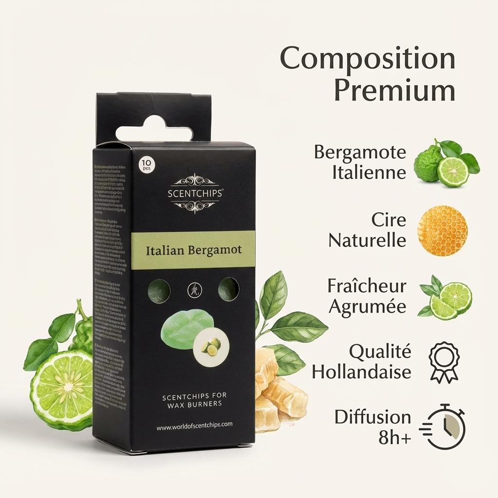 Fondant de cire Scentships Bergamote Italienne, composition premium avec ingrédients naturels