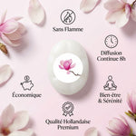 Fondant de cire parfumé Magnolia Scentships avec avantages : sans flamme, diffusion 8h, bien-être