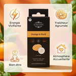 Fondant de cire parfumé Orange et Basilic Scentships avec icônes bénéfices