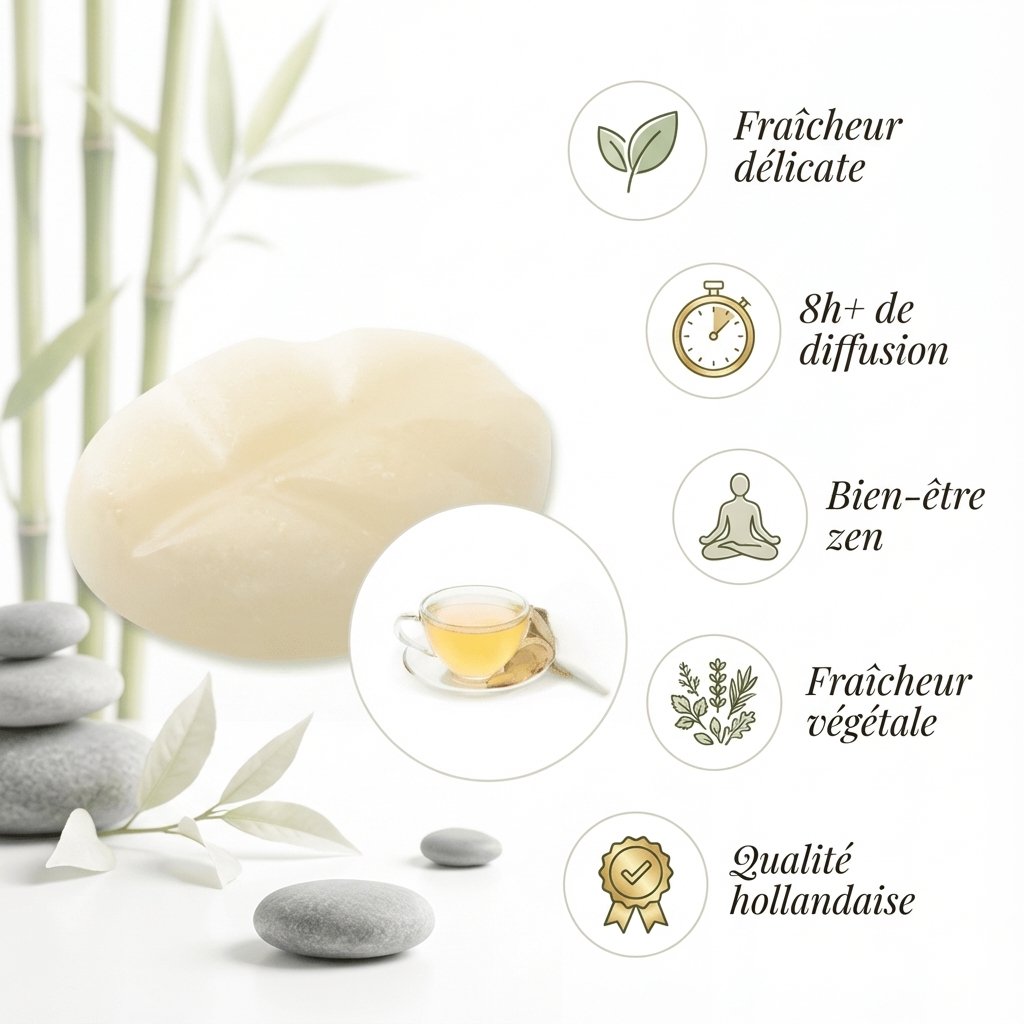 Fondant de cire parfumé thé blanc Scentships avec bénéfices - fraîcheur, diffusion 8h+, bien-être zen