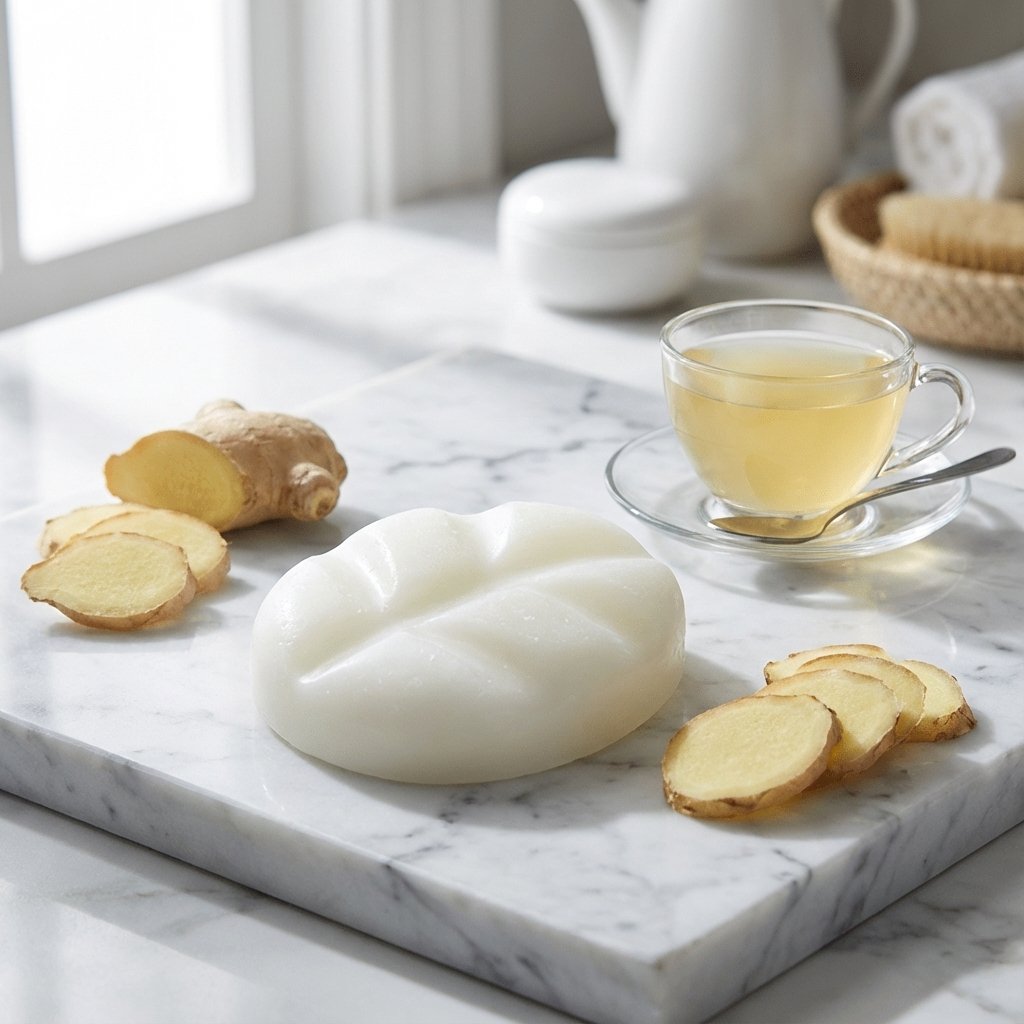 Fondant de cire parfumé Scentships thé blanc sur marbre blanc avec tasse de thé