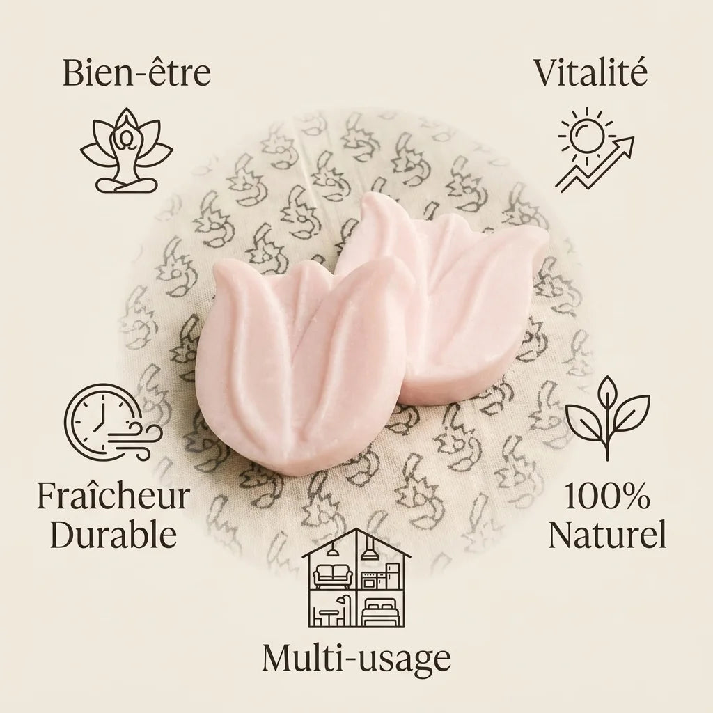 Fondant Parfumé Tulipe HomeBreeze 15g avec bénéfices bien-être, naturel et multi-usage