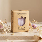 Fondant parfumé Tulipe HomeBreeze 15g sur marbre avec fleurs séchées