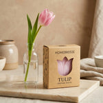 Fondant parfumé Tulipe HomeBreeze 15g avec tulipe fraîche dans vase élégant