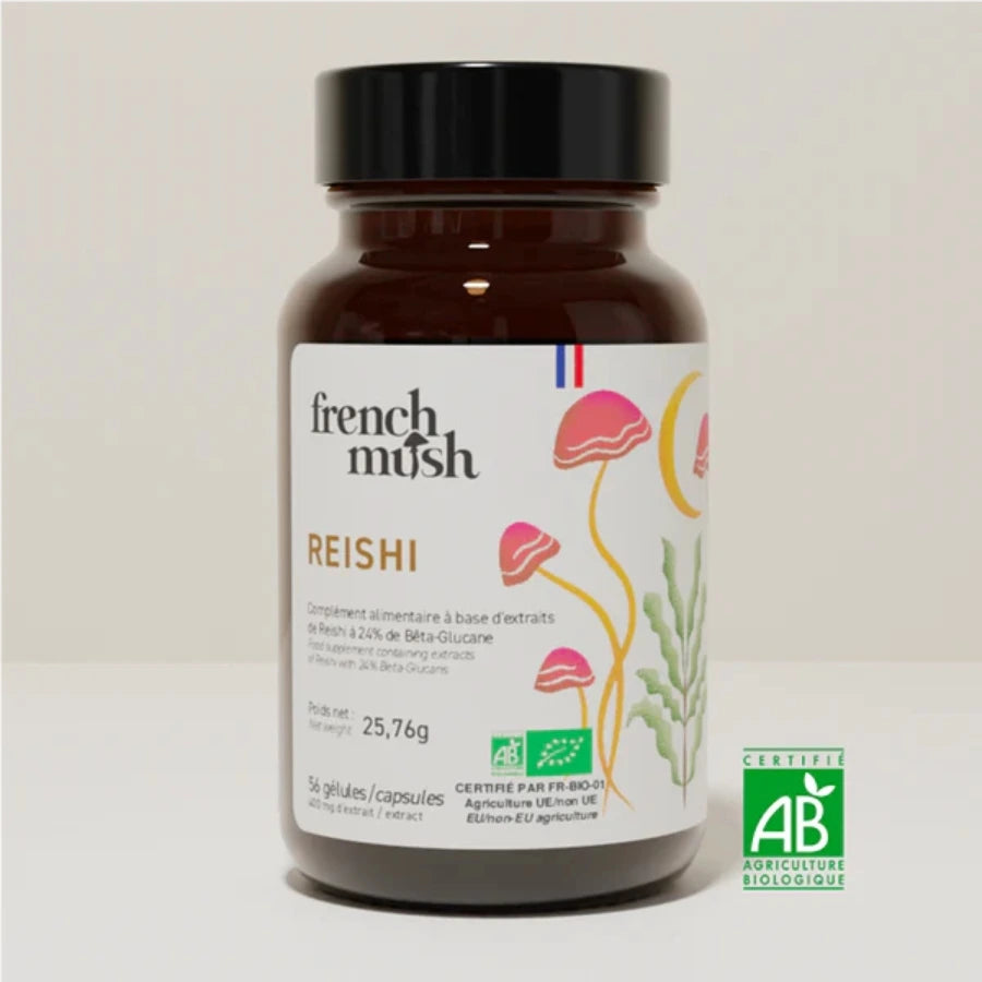 Une boîte de Reishi de 56 gélules de la marque French Mush