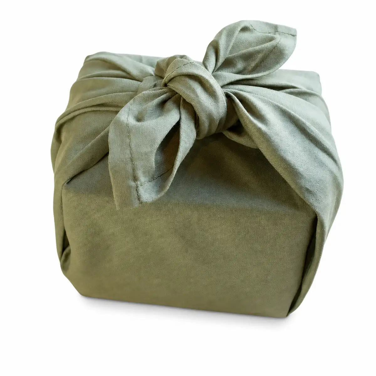 Furoshiki tissu recyclé vert sage taille S avec nœud élégant, emballage réutilisable Angie Be Green