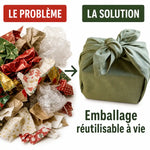 Furoshiki tissu recyclé réutilisable taille S comparaison emballage écologique alternative plastique
