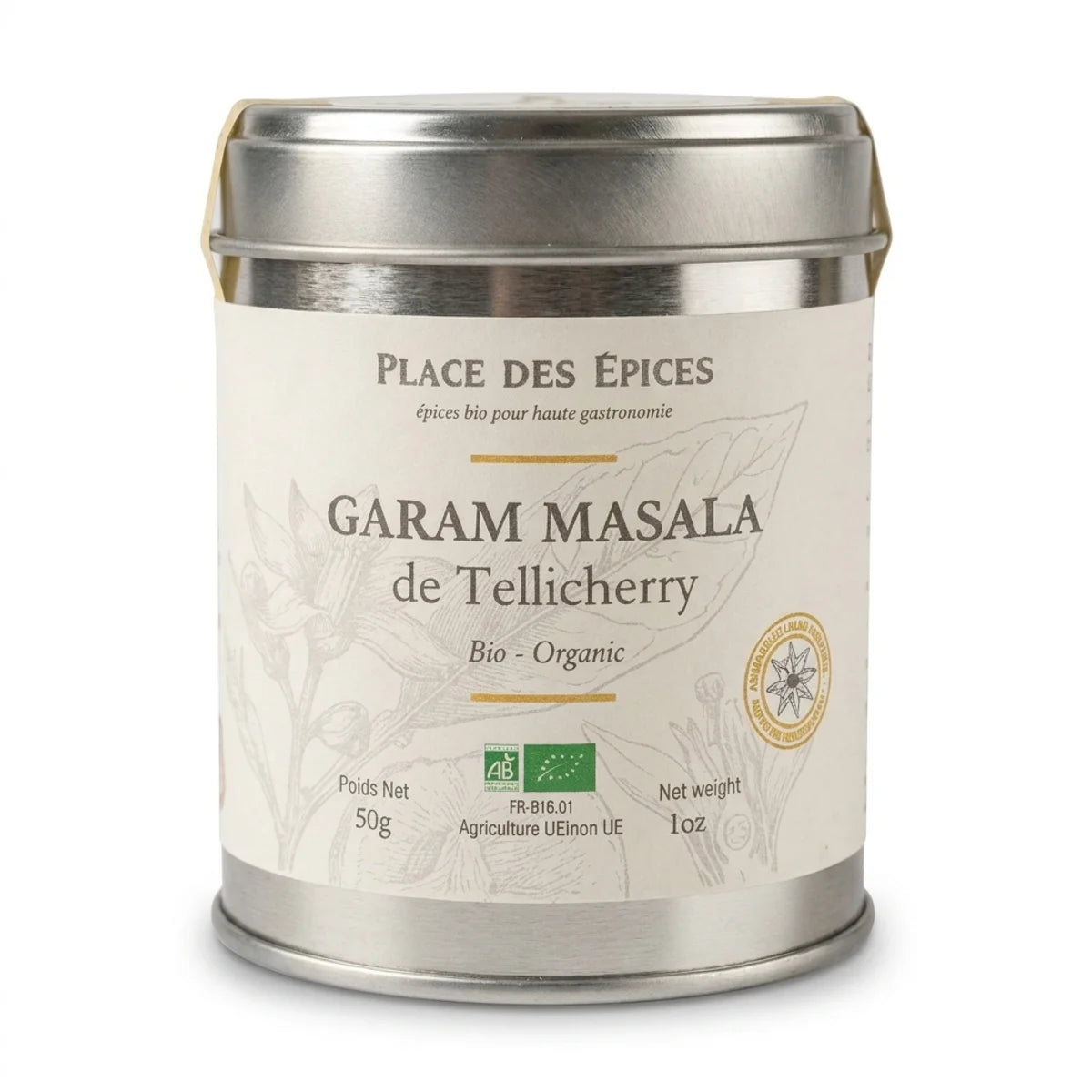 Garam Masala bio Tellicherry 50g Place des épices - boîte métallique
