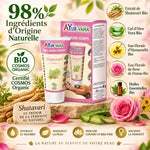 Gel Corps Bio Shatavari AyurVana avec ingrédients naturels certifiés, apaise et hydrate la peau