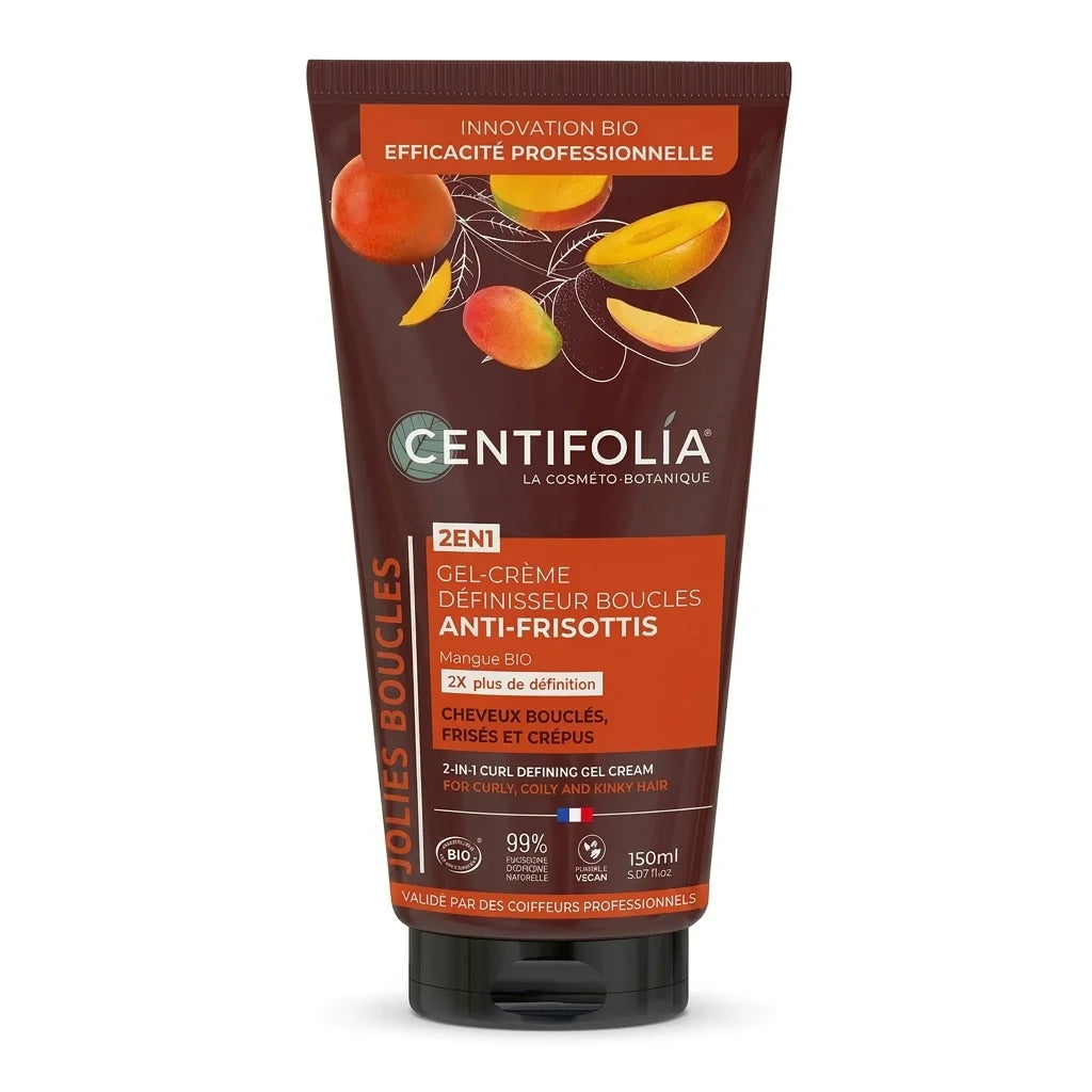 Gel-crème Centifolia 150ml définisseur de boucles anti-frisottis bio sur fond blanc