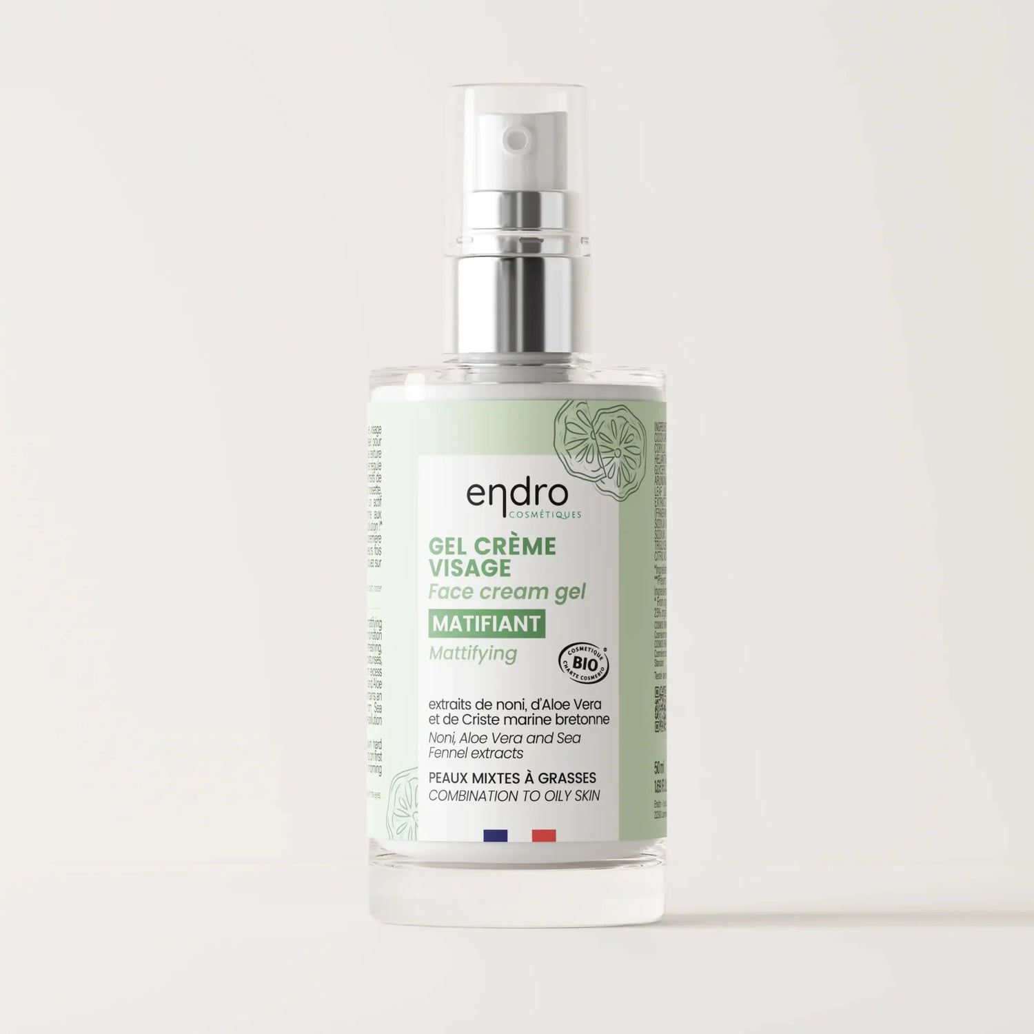 Un gel crème visage matifiant de 50 ml de la marque Endro