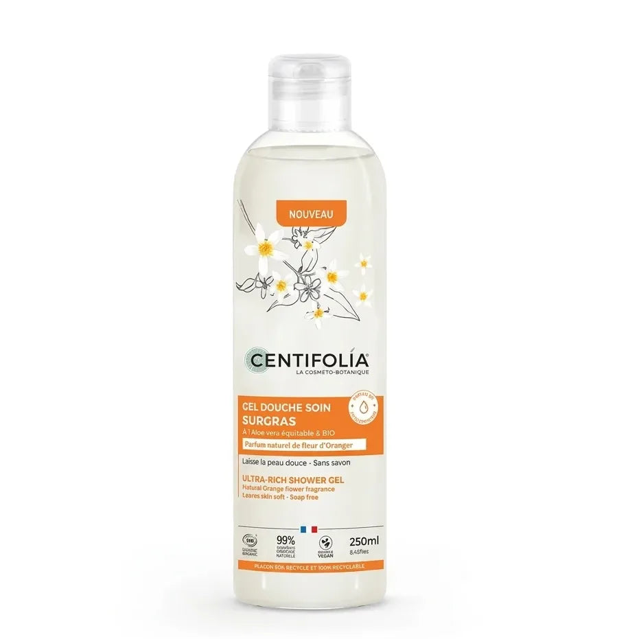 Gel douche surgras Centifolia 250ml parfum fleur d'oranger sur fond blanc