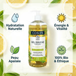 Gel douche Verveine Citron Bio Coslys 1L avec bénéfices hydratation naturelle et peau apaisée