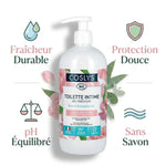 Gel intime fraîcheur rose eucalyptus Coslys 500ml avec bénéfices bio pH équilibré sans savon