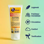 Gel jambes lourdes Vigne Rouge & Hamamélis 100ml Vinophenols avec icônes bénéfices légèreté circulation fraîcheur