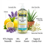 Gel lavant mains bio Coslys Lavande Citron 1L avec ingrédients naturels