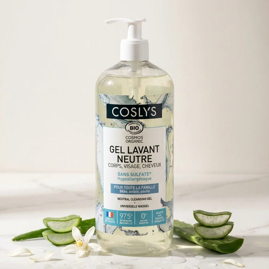 Gel lavant neutre Bio Coslys 1L avec ingrédients biologiques et aloe vera