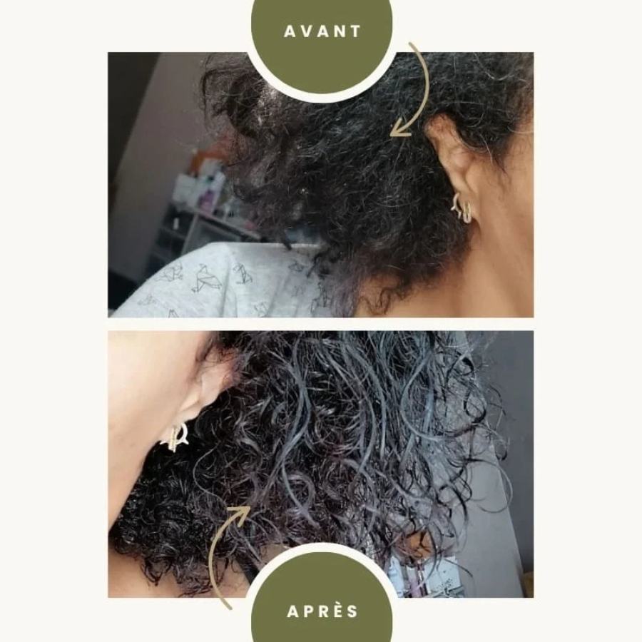 Résultats sur les cheveux suite à l'application du gel originel bio à l'aloé vera de Naturaloé