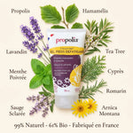 Gel pieds défatiguant bio Propolia 75ml avec ingrédients naturels - lavande, menthe, arnica